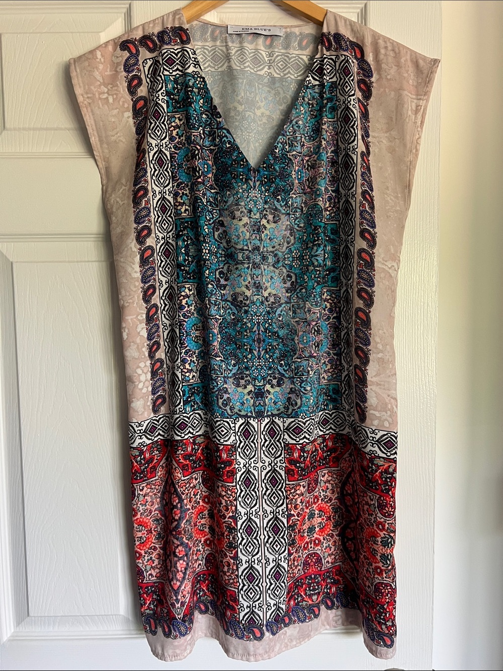 Paisley V-Neck Midi Dress